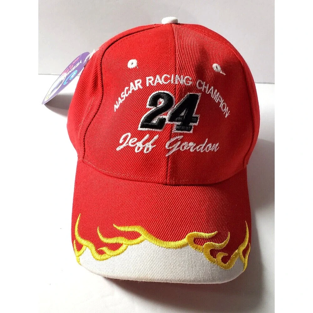 Jeff Gordon NASCAR Hat Cap Racing Champion #24 Hat NWT Red‎ & White